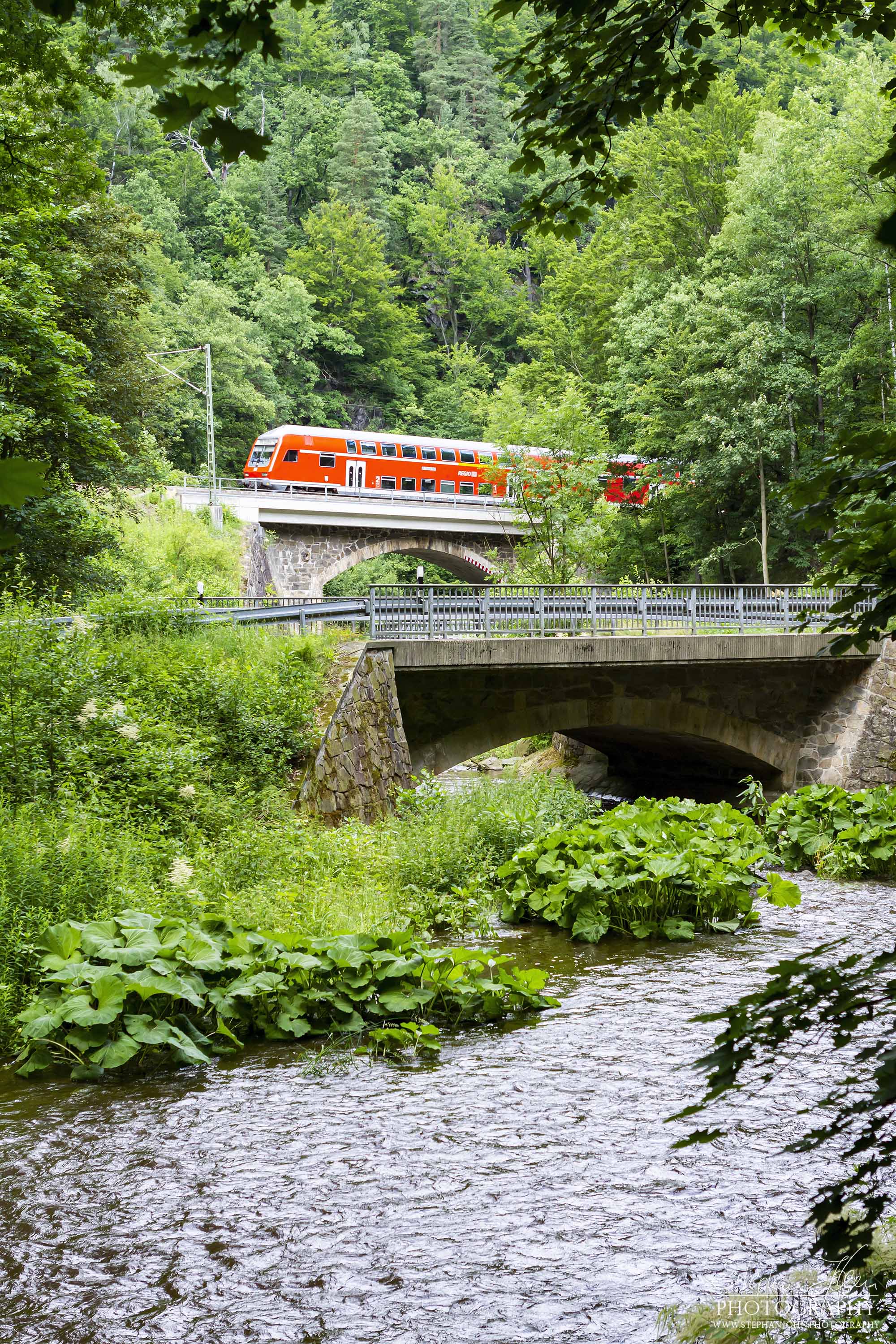 Regionalbahn von Dresden nach Zwickau über Chemnitz passiert die Steigung im Tharander Wald