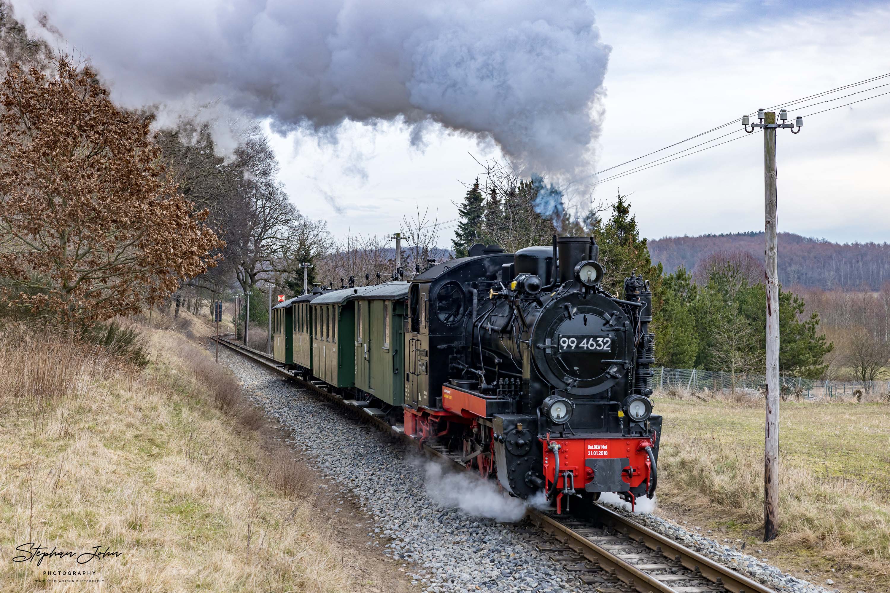 Zug P 222 mit Lok 99 4632 kurz vor Seelvitz