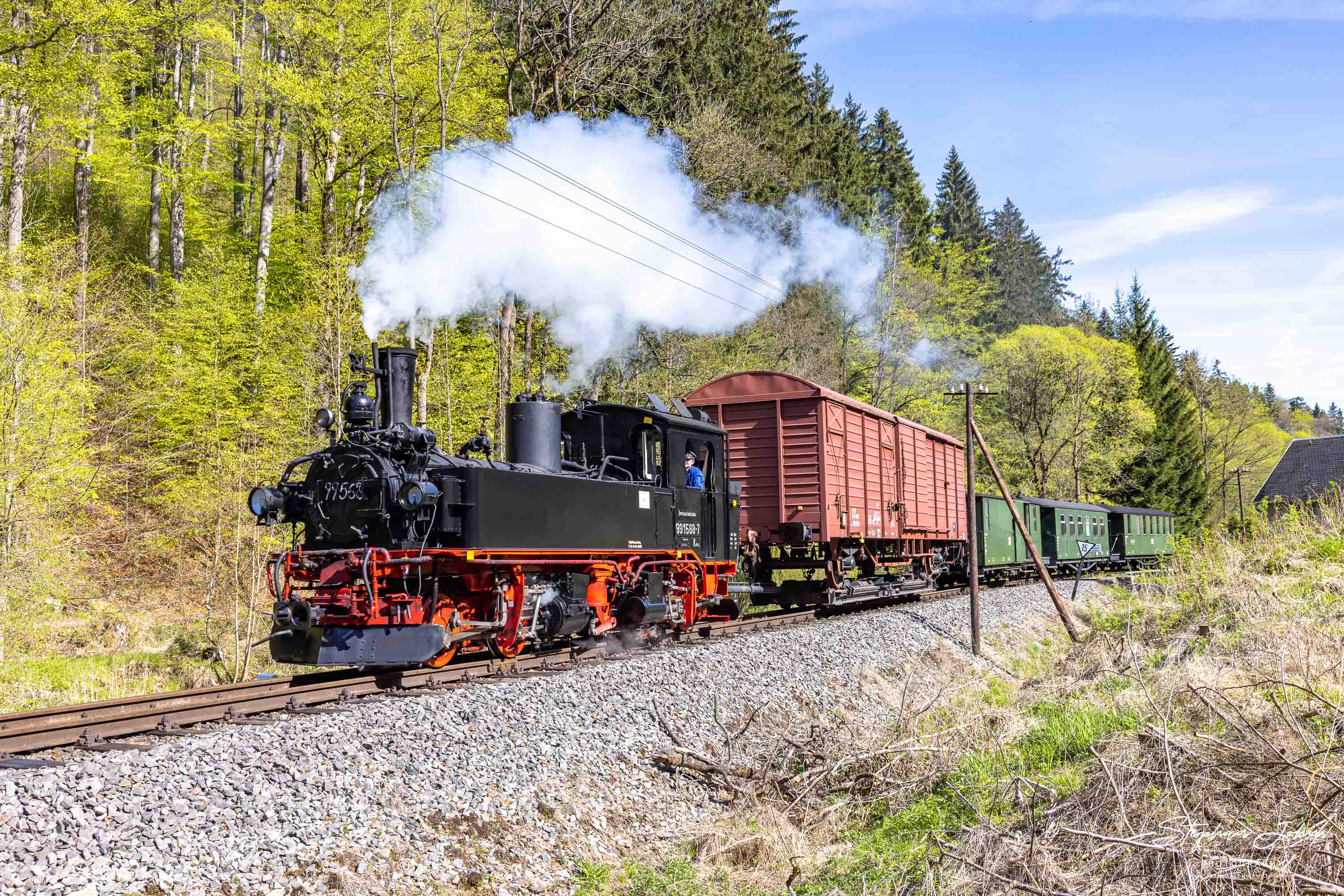 Lok 99 1568-7 mit einem GmP zwischen Hp Wildbach und Hp Stolln